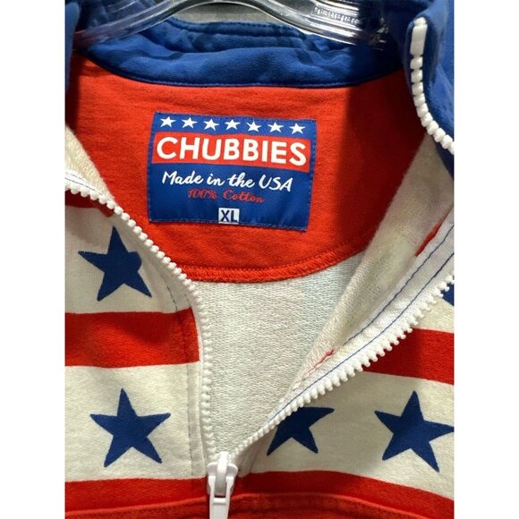 Chubbies American Flag Pullover Size XL Vintage Style Quarter Zip Sweatshirt - Picture 5 of 8